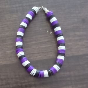 Lets Roll Purple and Black Beaded Friendship Bracelet